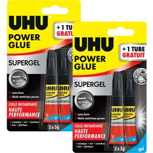 Sélection d'articles 100% remboursés en bon d'achat - Ex: 2 Paquets de 2 tubes de colle UHU Power Glue gel - 2x3g (via 7,98€ en bon d'achat)