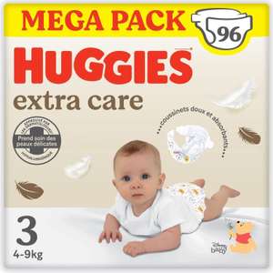 Pack de 96 couches bébé Huggies Extra Care Taille 3 (4/9kg)
