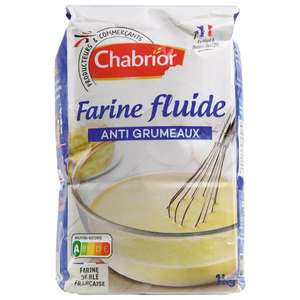 Lot de 2 paquets de 1kg de farine de blé fluide Chabrior antigrumeaux (2x1kg)