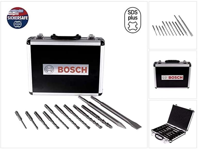 Coffret de 11 pièces (forets et burins) Bosch SDS Plus-3 pour marteaux burineurs (2608579916)