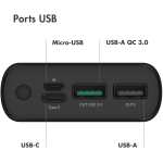 Batterie externe iMoshion - 20000 mAh, QC 3.0 & PD 3.0, 2x USB-A + 1x USB-C + 1x Micro USB, Indicateur LED (Noir)