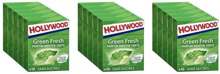 Lot de 15 paquets de chewing-gum à la menthe verte sans sucres Green Fresh Hollywood (3 x 5 x 70g)