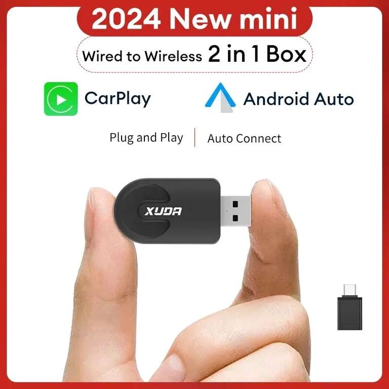 Adaptateur CarPlay sans fil Android AutoXuda, Smart Mini Box, Plug and Play WiFi, Rapide
