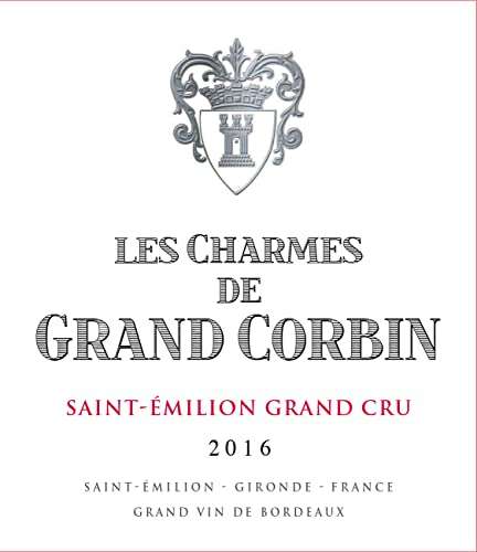Bouteille de vin rouge en coffret cadeau Les Charmes de Grand Corbin AOP Saint Emilion Grand Cru Millésime 2016 - 750ml