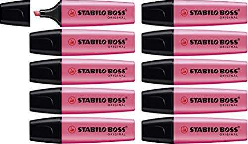 Lot de 10 Surligneurs Stabilo Boss Original - fluo, Rose