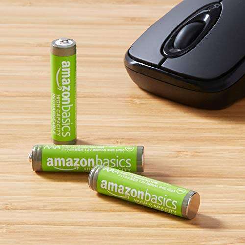 Paquet de 8 piles rechargeables Amazon Basics - AAA, 850 mAh, pré-chargées