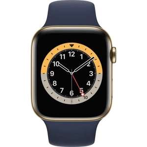 Montre connectée Apple Watch Series 6 (GPS + Cellular) - 44mm, Boitier en acier inoxydable et bracelet sport bleu foncé