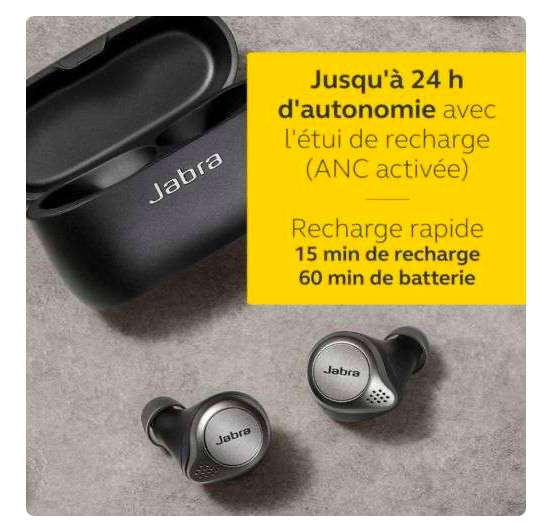 Écouteurs intra-auriculaires sans-fil Jabra Elite 75t - Titanium Black (Remis à Neuf)