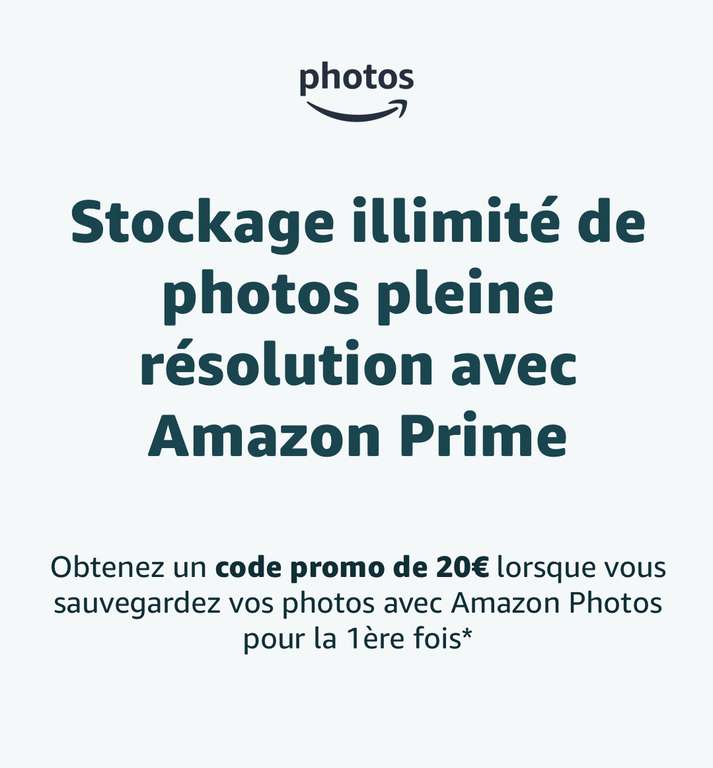 Sous conditions] 20€ offerts en sauvegardant au moins une photo via l'appli   Photos pour la 1ère fois (bon valable dès 100€ d'achat) –