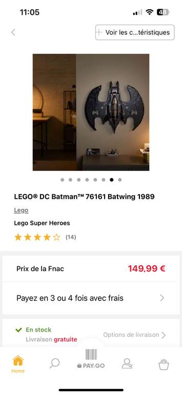 Jouet Lego DC Comics Super Heroes (76161) - Batwing 1989 (Via retrait magasin)