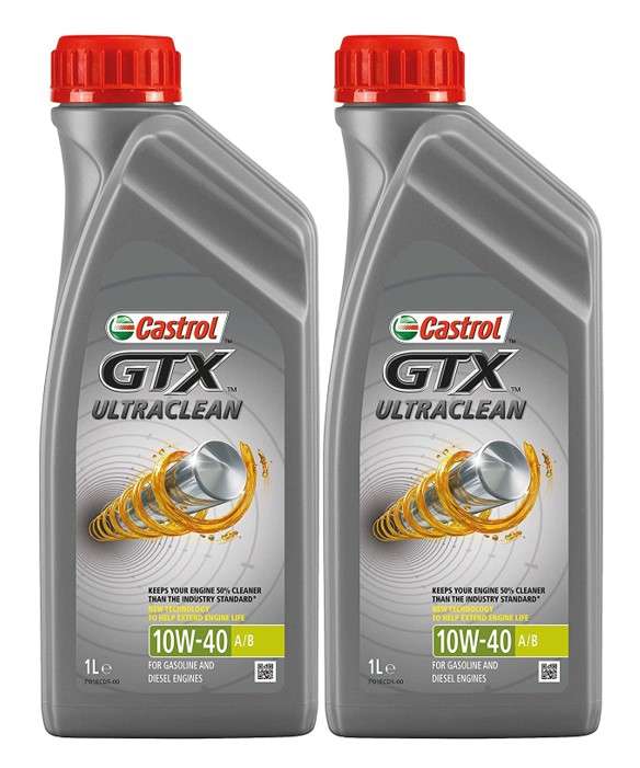 2 bidons d'huile moteur Castrol GTX Ultraclean 10W-40 A3/B4 (2 × 1L)