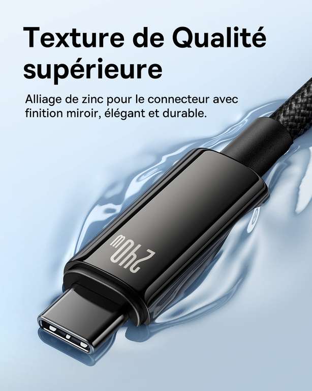 Cable Charge Rapide USB-C vers USB-C Baseus - 240W PD, 1m, Nylon (vendeur tiers)