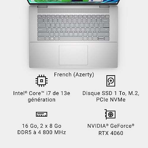 PC Portable 16" Dell Inspiron 16 Plus 7360 - 2.5K 120 Hz, i7-13620H, RAM 16 Go, SSD 1 To, RTX 4060, WiFi 6, Windows 11