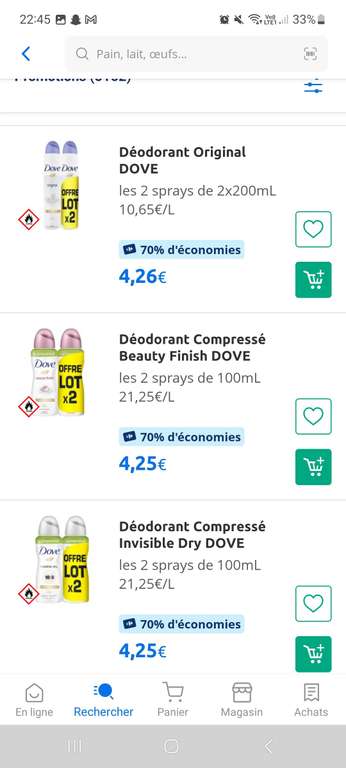 Sélection de produits Dove en promotion - Ex : Lot de 2 déodorants compressés original (2x100ml)