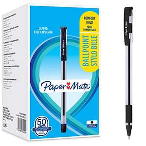 Lot de 50 stylos à bille Paper Mate Paper Mate - grip confortable, pointe fine (0,7 mm), noir (Vendeur Tiers)