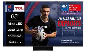 TV 65" TCL 65C845 (2023) - QLED Mini-LED, 4K, 144Hz, HDR, Dolby Vision, HDMI 2.1, FreeSync, Google TV (+100€ en carte cadeau) - Via ODR 100€