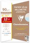 Lot de 3 pochettes de 15 Feuilles Vélin Millimétrées Clairefontaine 96555C - 21x29,7cm 90g
