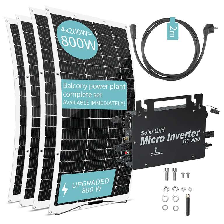 Kit de 4 panneaux solaires flexibles avec micro onduleur 800 W