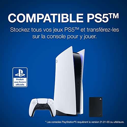 [Prime] Disque dur externe 2,5" Seagate Game Drive pour PS5, 4 To (STLL4000200), Noir