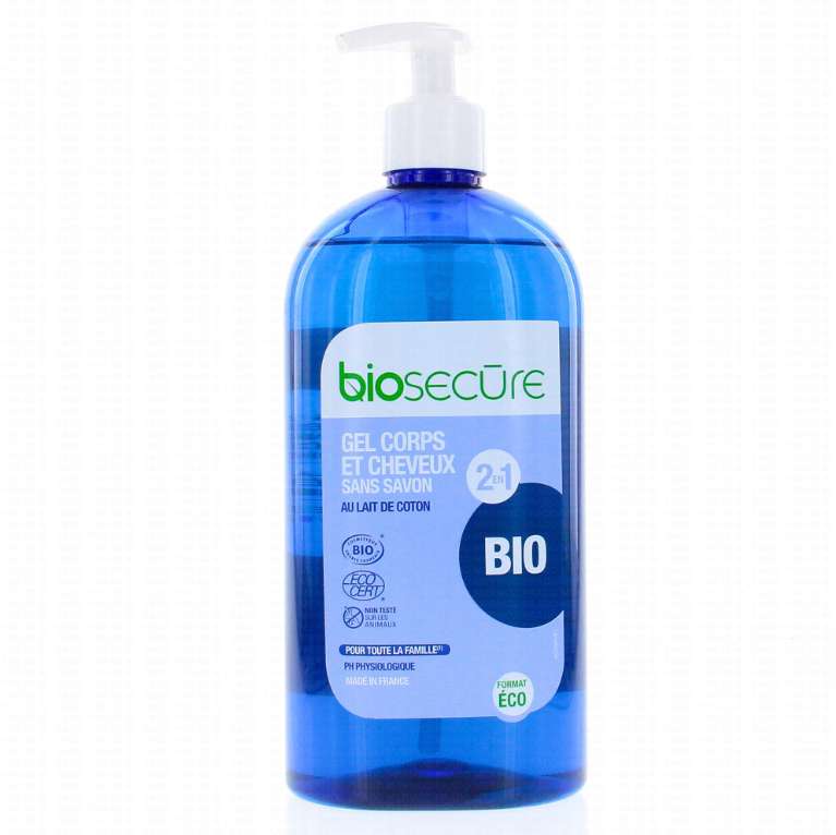 Gel corps et cheveux Bio Secure au lait de coton - 730 ml