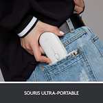 Souris Sans Fil Logitech M350 Pebble - Bluetooth / 2.4 GHz + Mini Récepteur USB, blanc