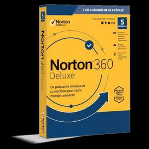 [Prime] Licence de 12 Mois pour Norton 360 Deluxe 2022 - 5 Appareils, Avec VPN (Dématérialisé)