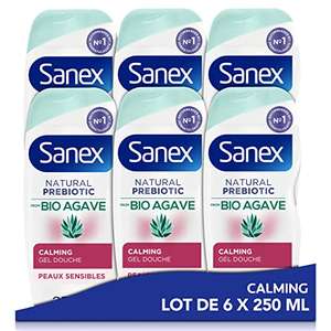 Lot de 6 Gels Douche SANEX Bio Agave Apaisant - 6x250ml (via abonnement)