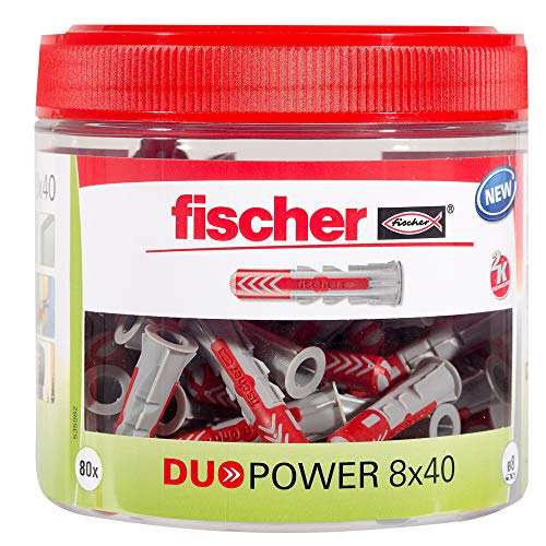 Boite de 80 chevilles bi-matière et tous matériaux Fischer DuoPower 8x40 dans RoundBox (535982)