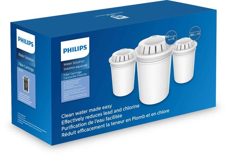 Pack de 3 cartouches filtrantes de rechange Philips AWP201