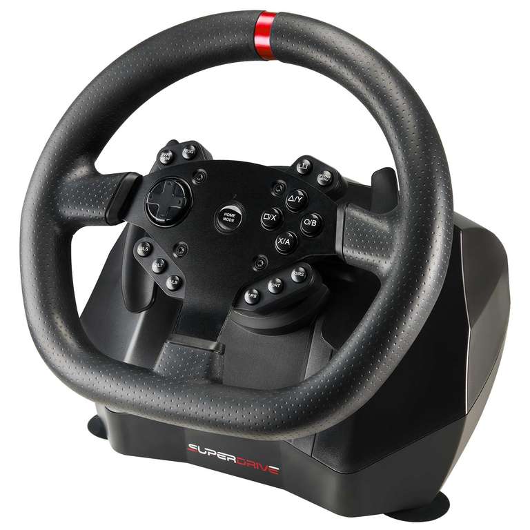 Volant Superdrive GS950-X 900° - Levier de vitesses manuel, 3 pédales et palettes, Compatible Xbox/PS4