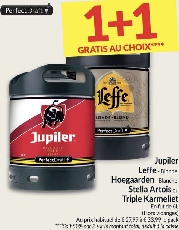1 Fut de bière 6L PerfectDraft Jupiler, Leffe, Hoegaarden, Triple Karmeliet acheté = 1 offert (Frontaliers Belgique)