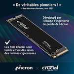 SSD interne M.2 NVMe Gen4 Crucial P3 Plus - 1 To, QLC, Jusqu’à 5000-3600 Mo/s (CT1000P3PSSD8)