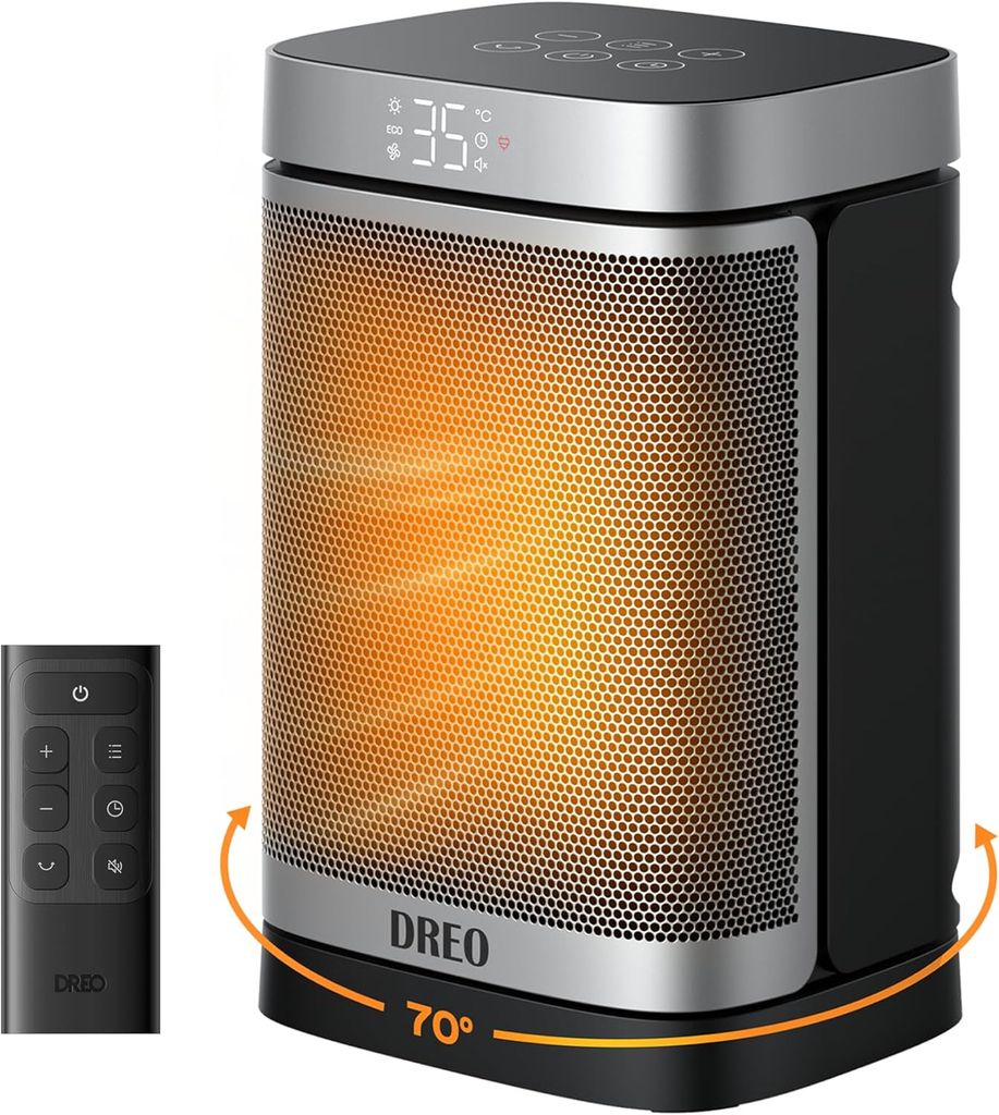 Chauffage d'Appoint Céramique Dreo Atom One - 1500W, Oscillant 70°, Mode ECO