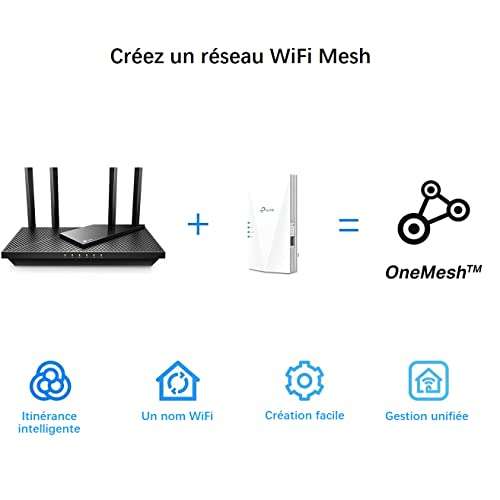 Répéteur WiFi 6 Mesh TP-Link RE500X - jusqu'à 100 m², AX1500 –