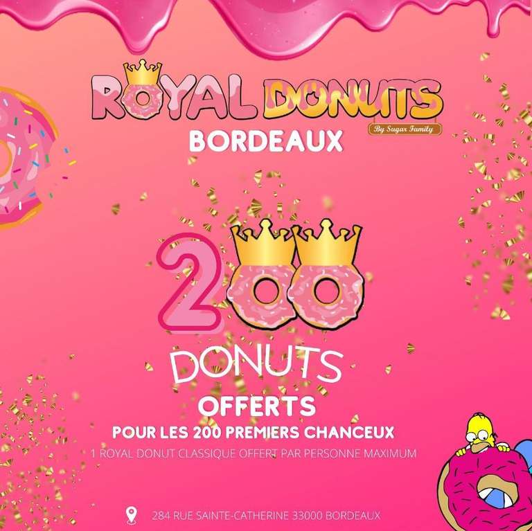 1 Donut offert pour les 200 Premiers Clients - Royal Donuts Bordeaux (33)