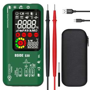Multimètre Numérique BSIDE S30 - Capacimètre, thermomètre infrarouge, testeur de diode haute tension, double alimentation