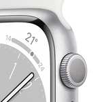 Montre connectée Apple Watch Series 8 GPS, Boîtier en Aluminium Argent de 45 mm, Bracelet Sport Blanc