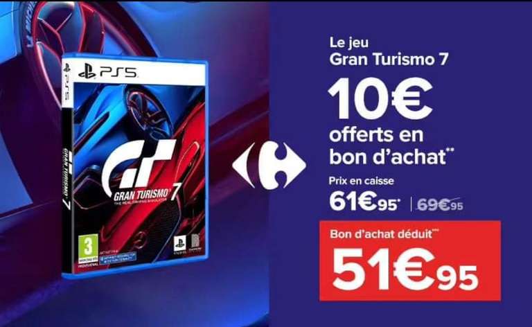 [Précommande] Gran turismo 7 sur PS5 (+10€ en bon d'achat sur les les rayons Jeux Vidéo, Musique, Vidéo - 54.95€ sur PS4)