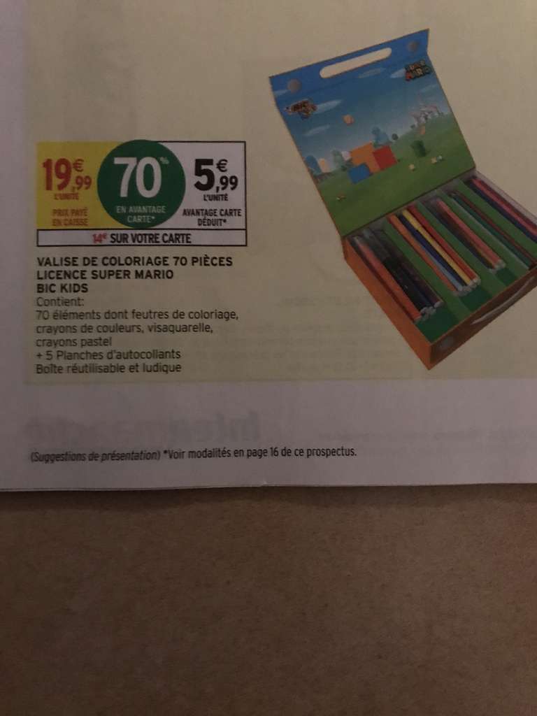 Valise de coloriage Bic Kids Super Mario - 70 pièces (via 14€ sur la carte)