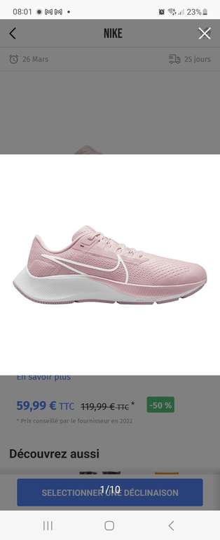 Chaussures Running Nike Air Zoom Pegasus 38 femme (Taille 36 au 41)