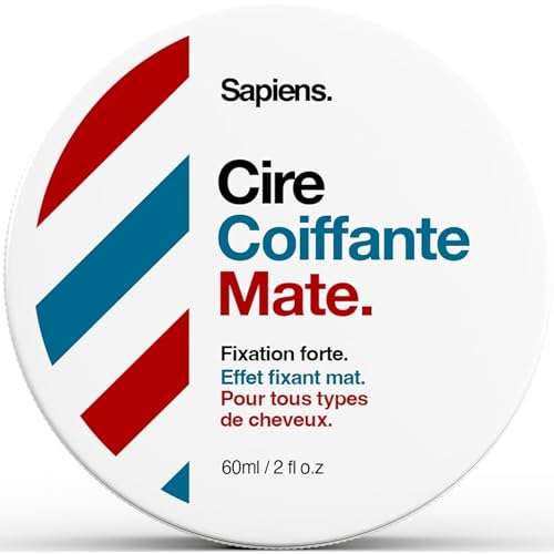 Cire Cheveux Sapiens Homme 60ml, Coiffante Mat Fixation Forte 5/5 ingrédients naturels, Parfum frais et mentholé (vendeur tiers)