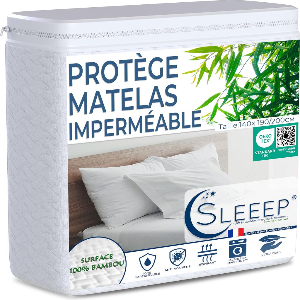 Protège Matelas Sleeep - plusieurs tailles disponibles, Fibre de Bambou (vendeur tiers)