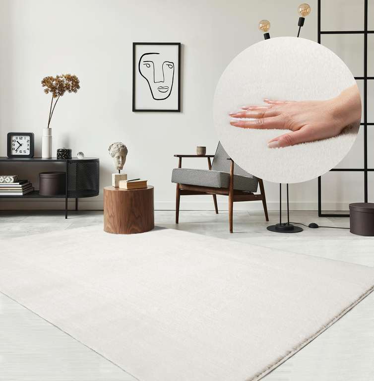 Tapis Moderne à Poils Courts the carpet - Super Doux, Aspect Fourrure,  crème, 80 x 300 cm (via coupon ) –