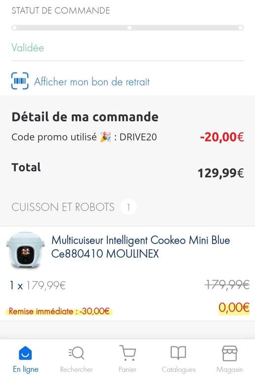 Multicuiseur Intelligent Moulinex Cookeo Mini (129€ avec le code DRIVE20)