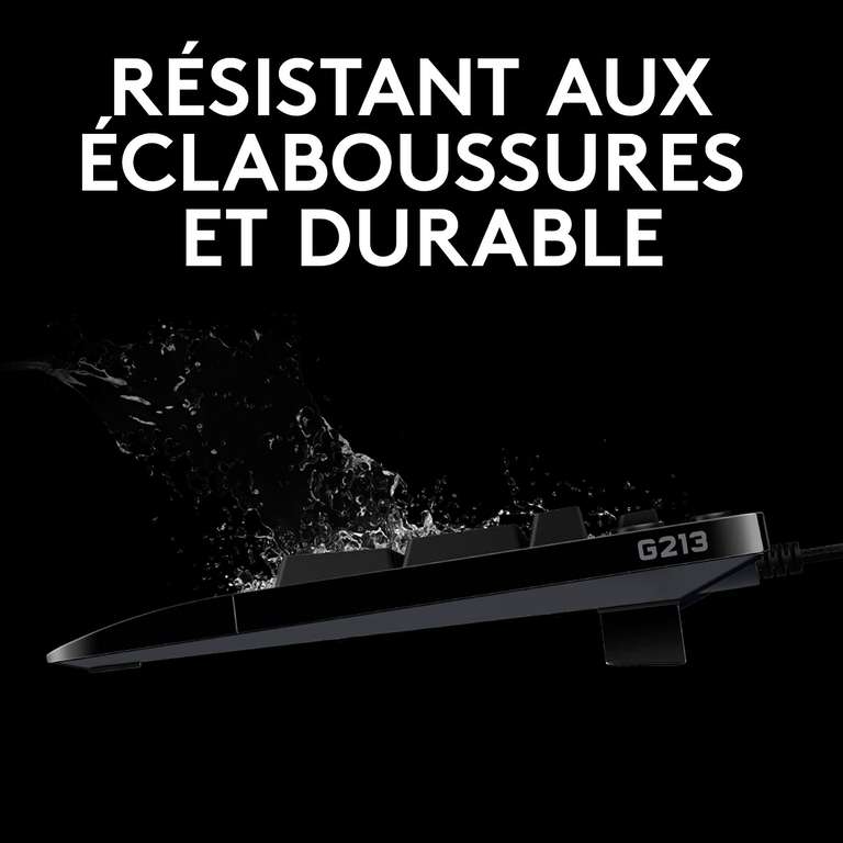 Logitech g213 prodigy, clavier gaming, eclairage rvb lightsync, résistant  aux eclaboussures, personnalisable, commandes multiméd - Conforama