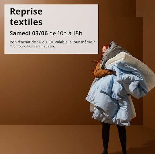 Bon de 5€, 10€ ou 15€ pour la reprise de vaisselles/textiles (sans minimum d'achat) - Magasins Participants