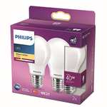Lot de 2 Ampoules LED Philips Standard E27 - 40W, Blanc Chaud Dépolie