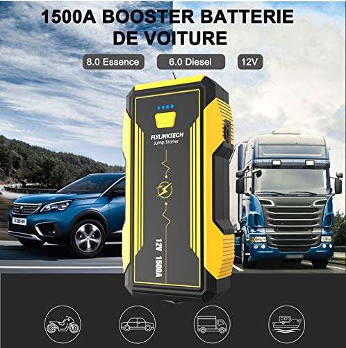 Booster batterie voiture FLYLINKTECH - 1500A, 16000 mAh (via coupon - vendeur tiers)