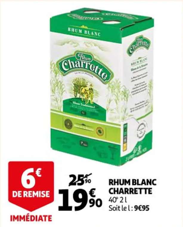 Rhum blanc charrette 40° - 2L, Auchan Petite-Forêt (59)