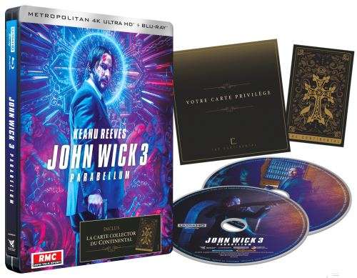 Blu-ray 4K John Wick 3 Parabellum - Steelbook Edition Limitée avec carte collector du Continental